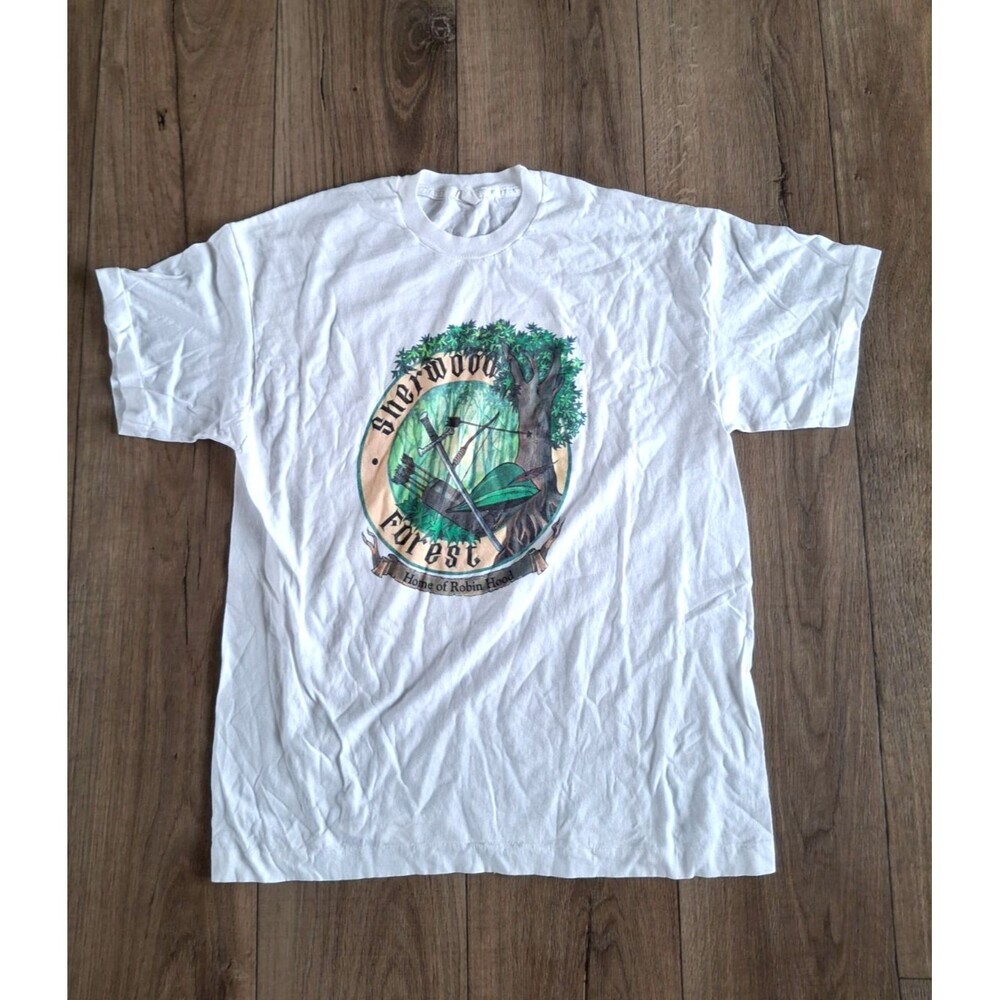 Vintage Sherwood Forest Home of Robin Hood 1990's White Tshirt Size XL
